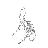 isolated simplified illustration icon with black line silhouette of Philippines map. White background vector