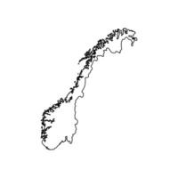 isolated simplified illustration icon with black line silhouette of Norway map. White background vector