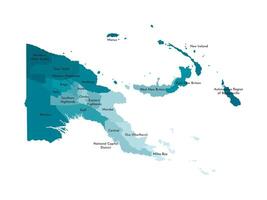 isolated illustration of simplified administrative map of Papua New Guinea. Borders and names of the province. Colorful blue khaki silhouettes vector