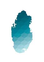 isolated illustration icon with simplified blue silhouette of Qatar map. Polygonal geometric style. White background. vector