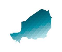 isolated illustration icon with simplified blue silhouette of Niger map. Polygonal geometric style. White background. vector