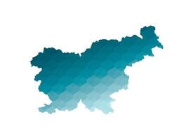 isolated illustration icon with simplified blue silhouette of Slovenia map. Polygonal geometric style. White background. vector