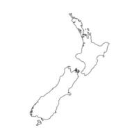 isolated simplified illustration icon with black line silhouette of New Zealand map. White background vector