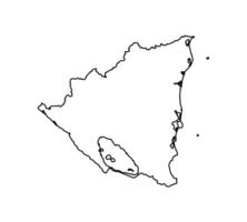 isolated simplified illustration icon with black line silhouette of Nicaragua map. White background vector