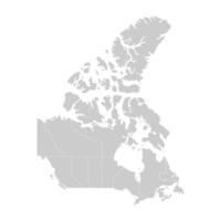 modern illustration. Simplified isolated administrative map of Canada in grey colors. White background and outline of provinces borders like Ontario, Quebec, British Columbia and etc. vector