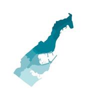 isolated illustration of simplified administrative map of Monaco. Borders of the regions. Colorful blue khaki silhouettes vector
