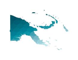 isolated illustration icon with simplified blue silhouette of Papua New Guinea map. Polygonal geometric style. White background. vector