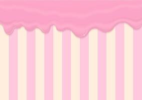 Pink icing melting on striped background vector