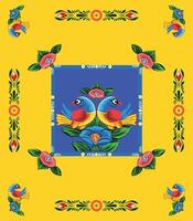 A set of floral borders with a border of flowers Colorful Rickshaw painting vector