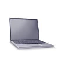 3D cartoon laptop computer isolated. Render notebook LCD display mock up with blank screen. Mobile computer device icon. Technology concept vector