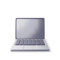 3D cartoon laptop computer isolated. Render notebook LCD display mock up with blank screen. Mobile computer device icon. vector