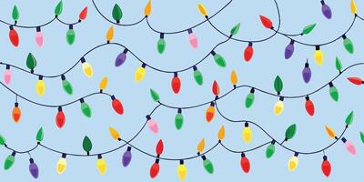 A colorful christmas light string pattern vector