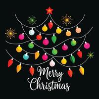 Set of Christmas light strings on black background vector