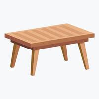 Wooden table with legs on white background vector