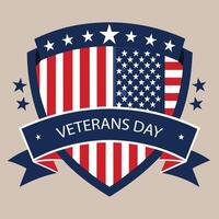 Veterans day badge with an american flag and ribbon vector