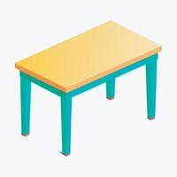 A table with a yellow top and green legs vector
