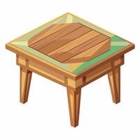 Wooden table with a green and brown top vector