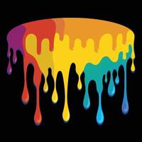 A rainbow colored paint dripping down a black background vector