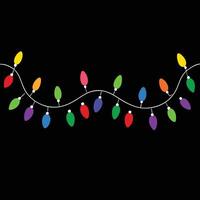 A string of christmas lights on a black background vector