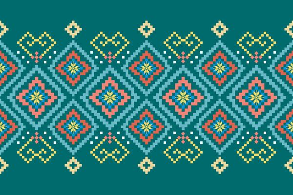 cross stitch geometric seamless pattern ethnic oriental traditional. Aztec style illustration design