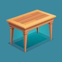 Wooden table with legs on blue background vector