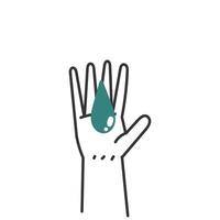a hand holding a drop of water vector