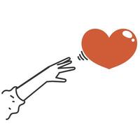 a hand reaching for a heart shaped object vector