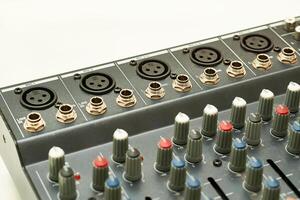 Mixing console for controlling the volume, frequencies of musical instruments photo