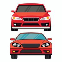 Two red cars on a white background vector