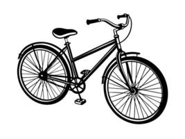 A black and white illustration of a bicycle vector