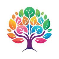 colorful leaf tree on white background vector