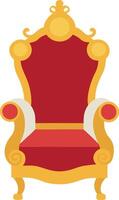 A red and gold throne with a crown on top vector
