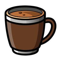 A cup of coffee is shown in a cartoon style vector