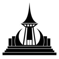 A black and white illustration of a tower with a spire vector