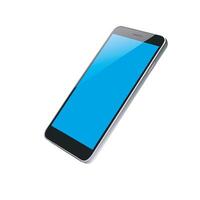 Smartphone with blue screen on white background vector