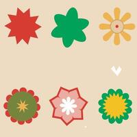 A set of different colored flowers on a beige background vector