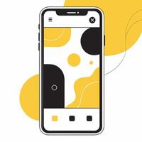 A smartphone with a yellow and black design vector