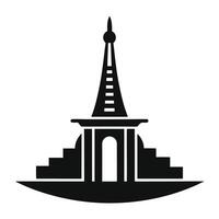 A black and white image of a tower with a spire vector