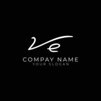 ve initial letter handwriting signature style monogram logo design template vector