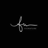 fn initial letter handwriting signature style monogram logo design template vector