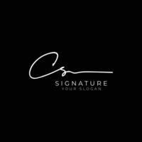 cs initial letter handwriting signature style monogram logo design template vector