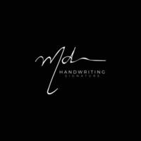 md initial letter handwriting signature style monogram logo design template vector