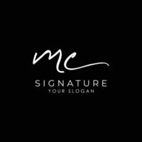 mc initial letter handwriting signature style monogram logo design template vector