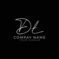 dt initial letter handwriting signature style monogram logo design template vector