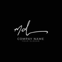 md initial letter handwriting signature style monogram logo design template vector