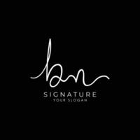 BN initial letter handwriting signature style monogram logo design template vector