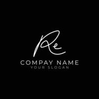 re initial letter handwriting signature style monogram logo design template vector