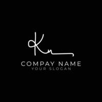 kn initial letter handwriting signature style monogram logo design template vector