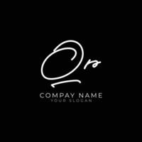 qr initial letter handwriting signature style monogram logo design template vector