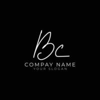 bc initial letter handwriting signature style monogram logo design template vector